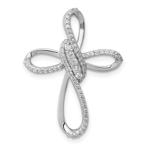 14k White Gold 1/3ct. Diamond Cross Chain Slide