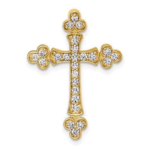 14k 1/2ct. Diamond Budded Cross Chain Slide