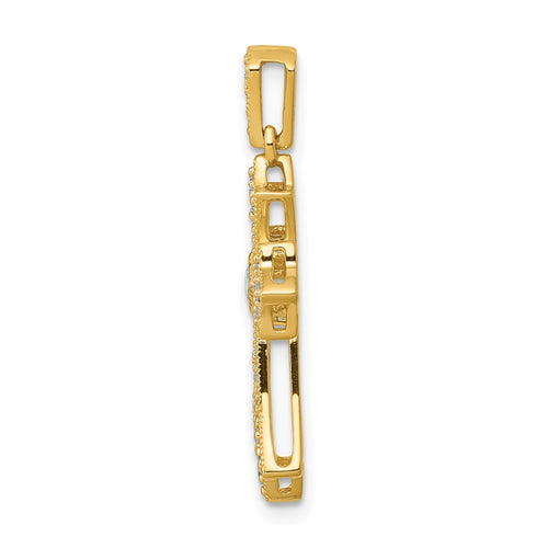 10K  1/6ct. Diamond Fleur de Lis Cross Pendant
