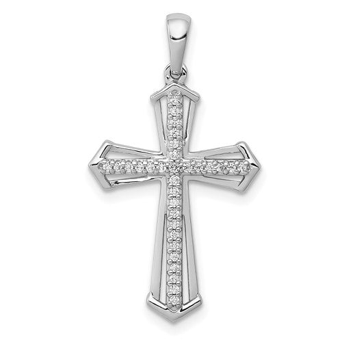 10K White Gold 1/8ct. Diamond Passion Cross Pendant