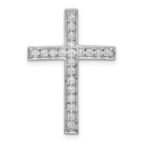 14k White Gold 3/8ct. Diamond Cross Chain Slide