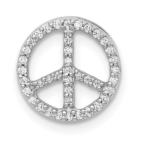 14k White Gold Diamond Peace Sign Slide