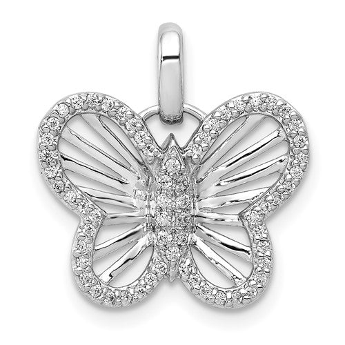 14k White Gold 0.19ct Diamond Butterfly Pendant