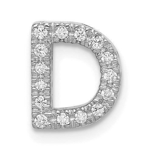 14K  White Gold Diamond Letter D Initial Charm