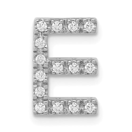 14K  White Gold Diamond Letter E Initial Charm