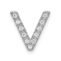 14K  White Gold Diamond Letter V Initial Charm