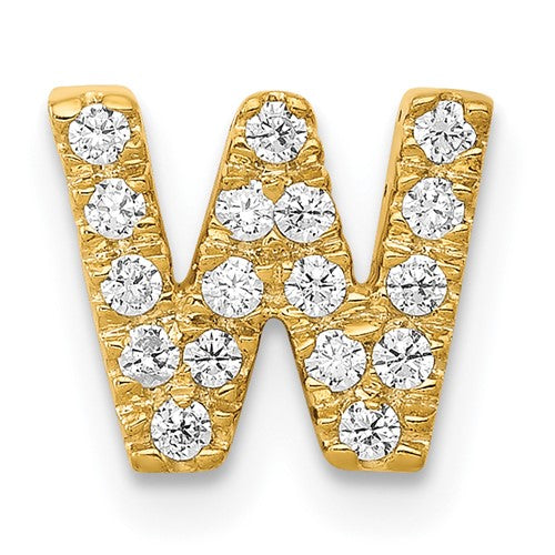 14K  Diamond Letter W Initial Charm