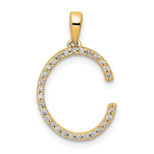 14K Diamond Letter C Initial Pendant
