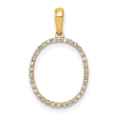 14K Diamond Letter O Initial Pendant