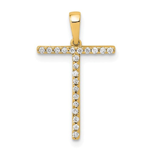 14K Diamond Letter T Initial Pendant