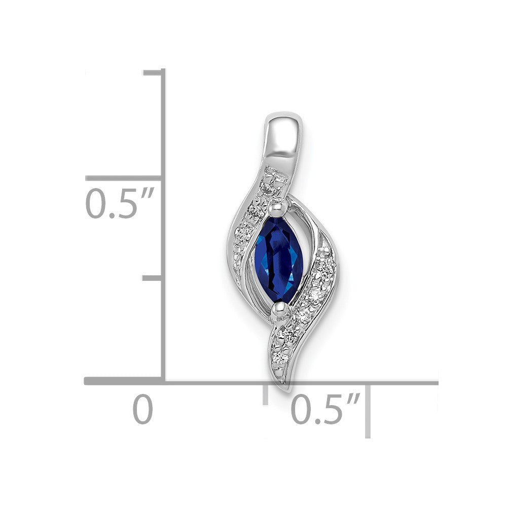 10k White Gold  Diamond and Marquise .29 Sapphire Pendant