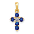 10K Sapphire and Diamond Cross Pendant