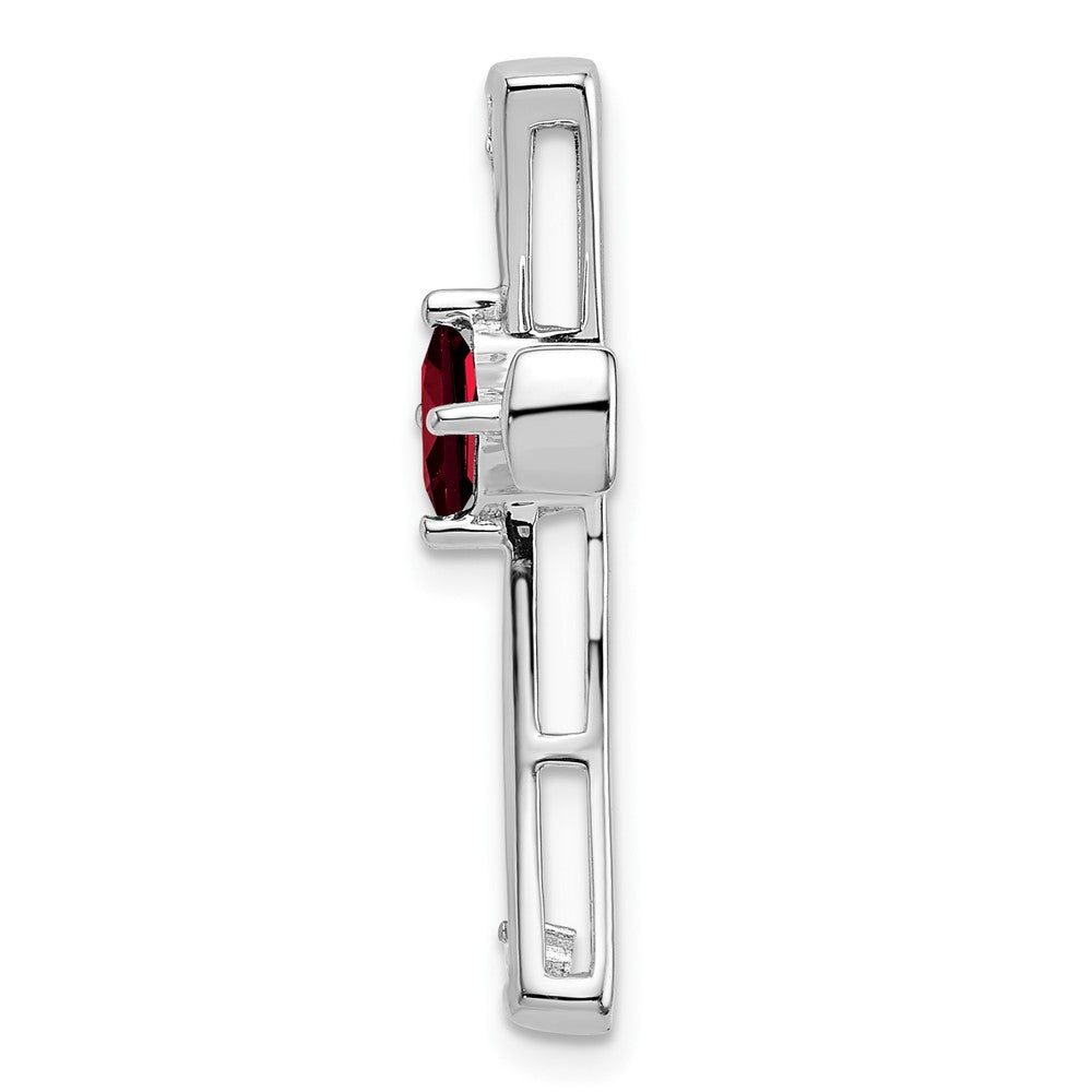 14k White Gold Garnet and Diamond Cross Chain Slide