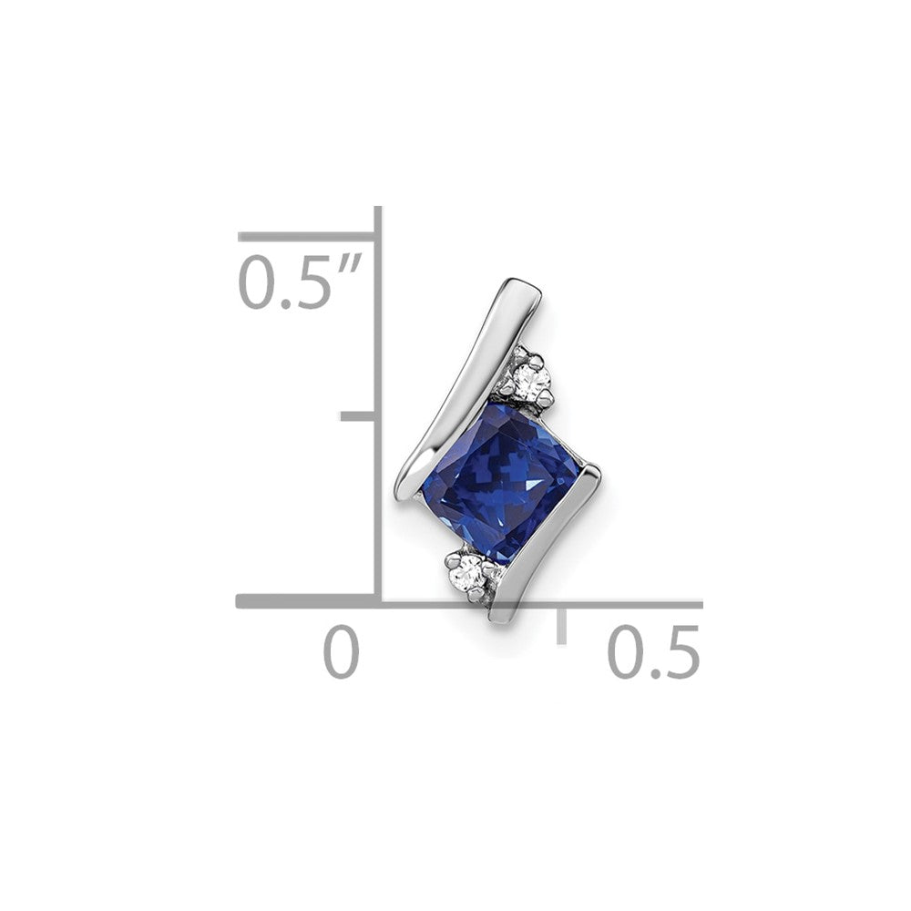 10k White Gold Cushion Cr. Sapphire and Diamond Chain Slide
