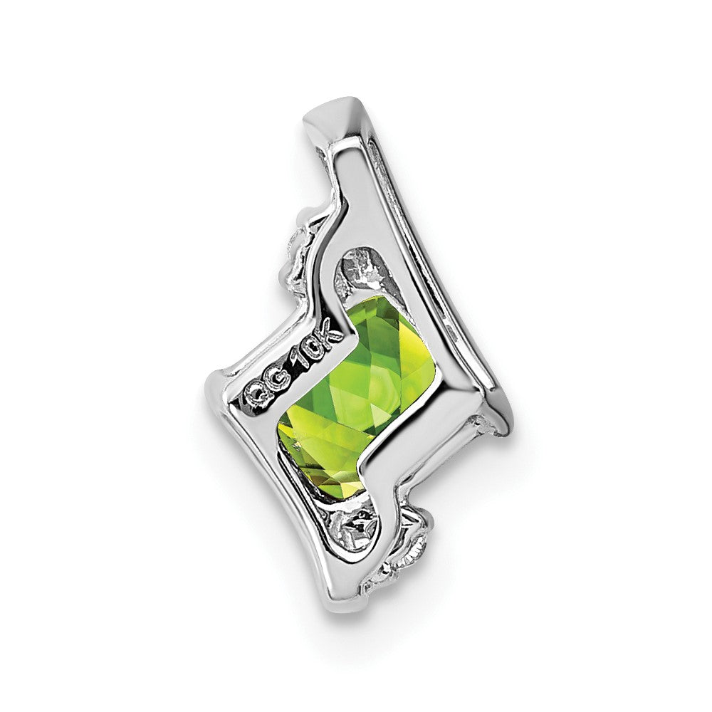 10k White Gold Cushion Peridot and Diamond Chain Slide