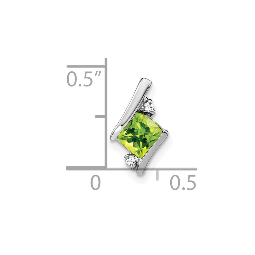 10k White Gold Cushion Peridot and Diamond Chain Slide