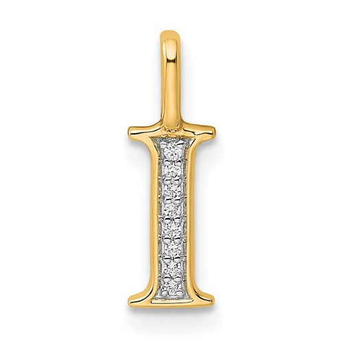10K Diamond Letter I Initial Pendant