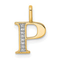 14k Diamond Letter P Initial Pendant