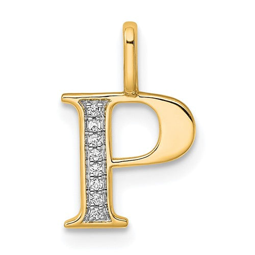 14k Diamond Letter P Initial Pendant