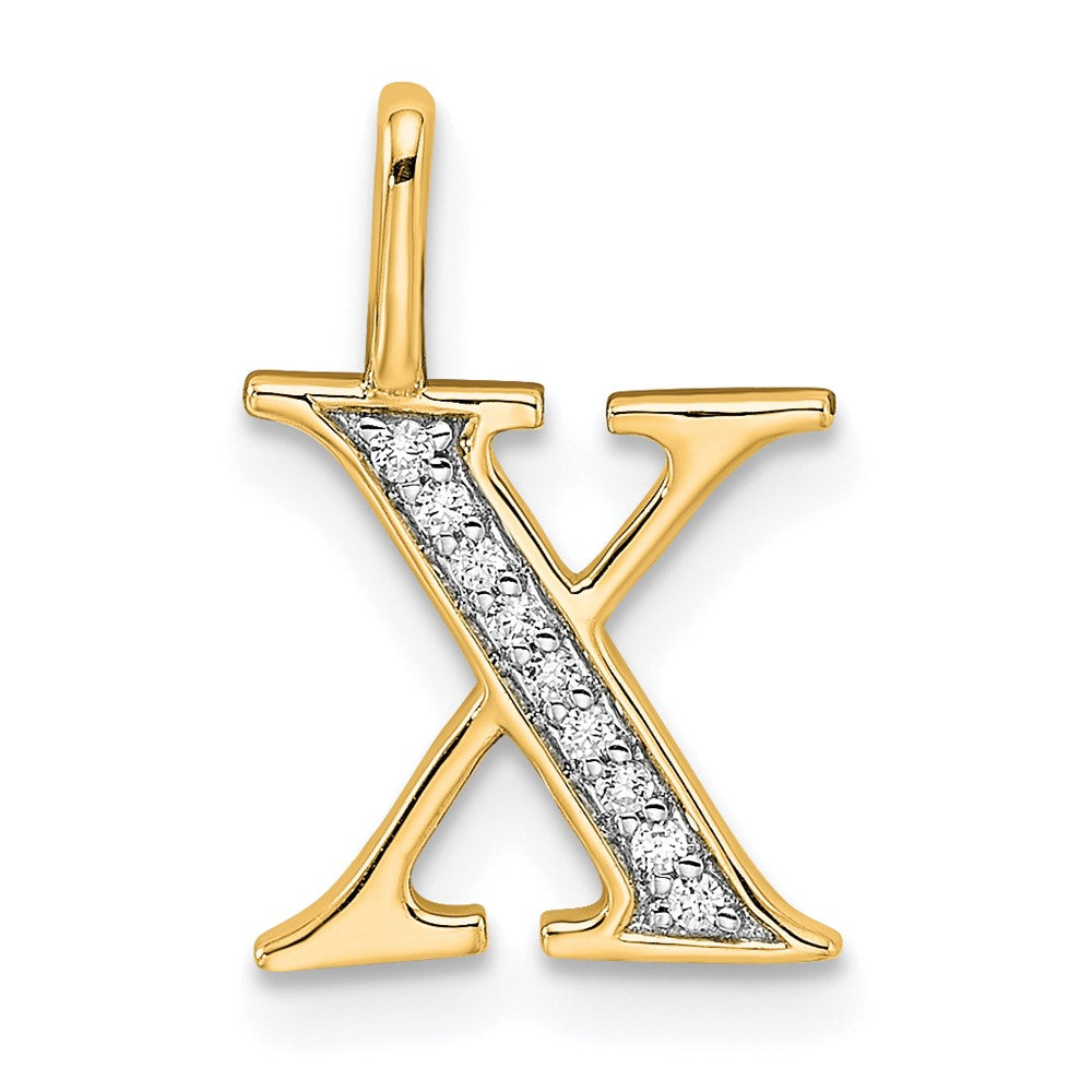 10K Diamond Letter X Initial Pendant