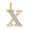 10K Diamond Letter X Initial Pendant