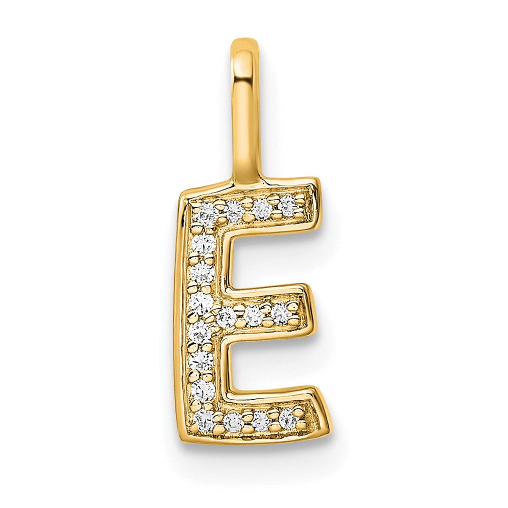 14K  Gold Diamond Letter E Initial Pendant