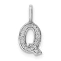 14K White Gold Diamond Letter Q Initial Pendant