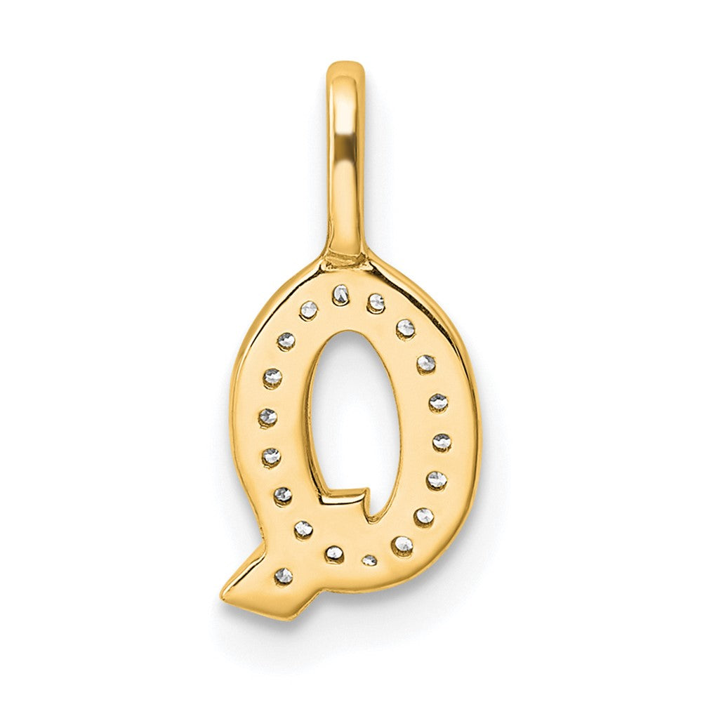 14K  Gold Diamond Letter Q Initial Pendant