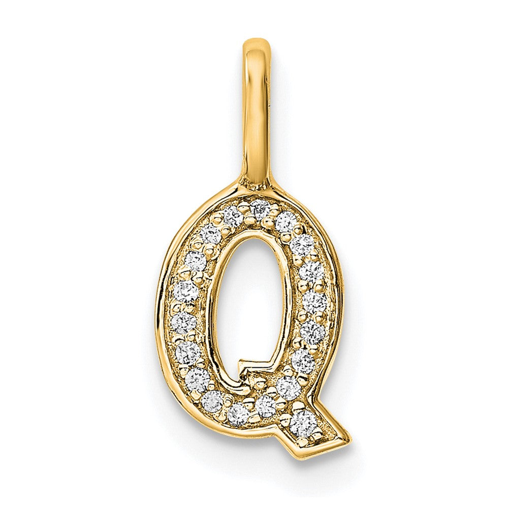 14K  Gold Diamond Letter Q Initial Pendant