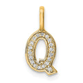 14K  Gold Diamond Letter Q Initial Pendant