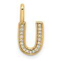 14K  Gold Diamond Letter U Initial Pendant