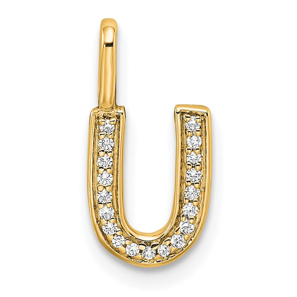 14K  Gold Diamond Letter U Initial Pendant