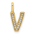 14K  Gold Diamond Letter V Initial Pendant