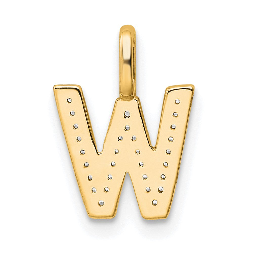 14K  Gold Diamond Letter W Initial Pendant