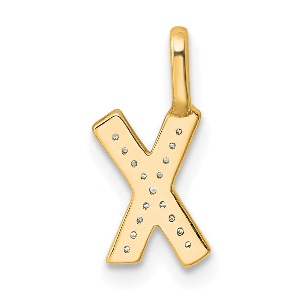 14K  Gold Diamond Letter X Initial Pendant