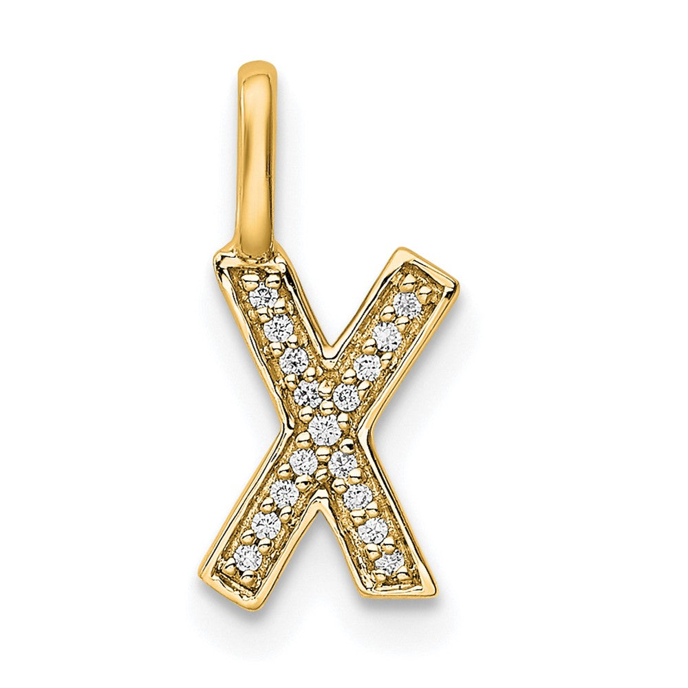 14K  Gold Diamond Letter X Initial Pendant