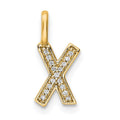 14K  Gold Diamond Letter X Initial Pendant