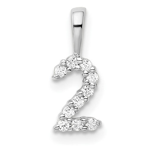 14k White Gold Diamond Number 2 Pendant
