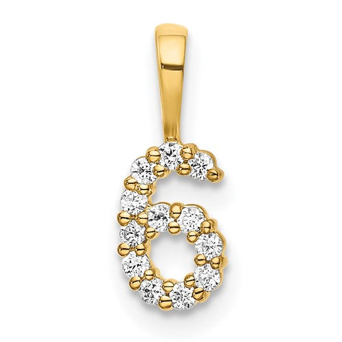 14K Diamond Number 6 Pendant