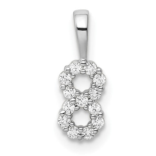 14k White Gold Diamond Number 8 Pendant