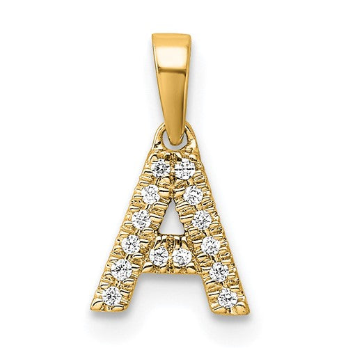 10K Diamond Letter A Initial with Bail Pendant