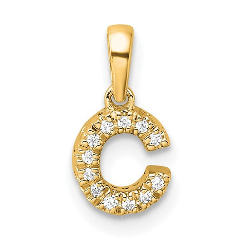 10K Diamond Letter C Initial with Bail Pendant