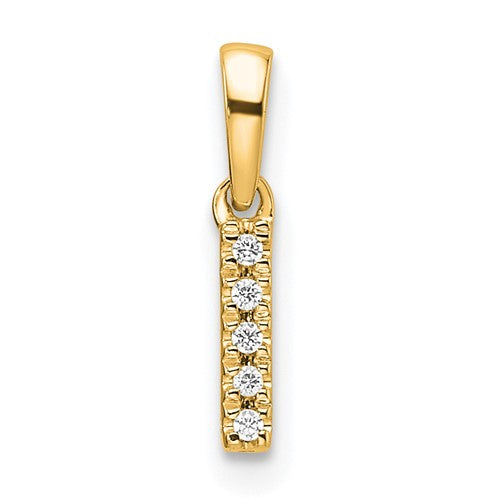 10K Diamond Letter I Initial with Bail Pendant
