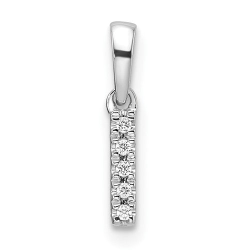 14K  White Gold Diamond Letter I Initial with Bail Pendant