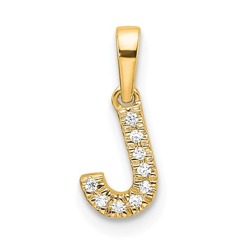 10K Diamond Letter J Initial with Bail Pendant