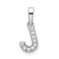 14K  White Gold Diamond Letter J Initial with Bail Pendant