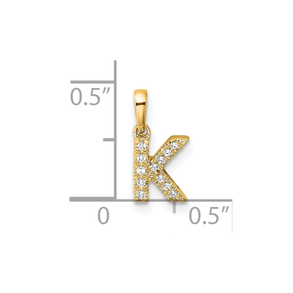10K Diamond Letter K  Initial with Bail Pendant