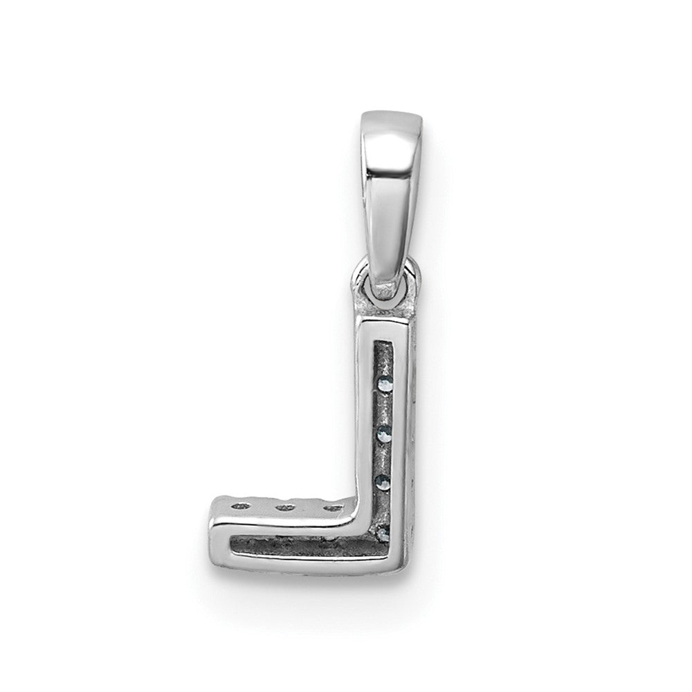 14K  White Gold Diamond Letter L Initial with Bail Pendant