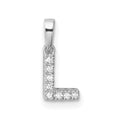 14K  White Gold Diamond Letter L Initial with Bail Pendant