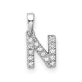 14K  White Gold Diamond Letter N Initial with Bail Pendant